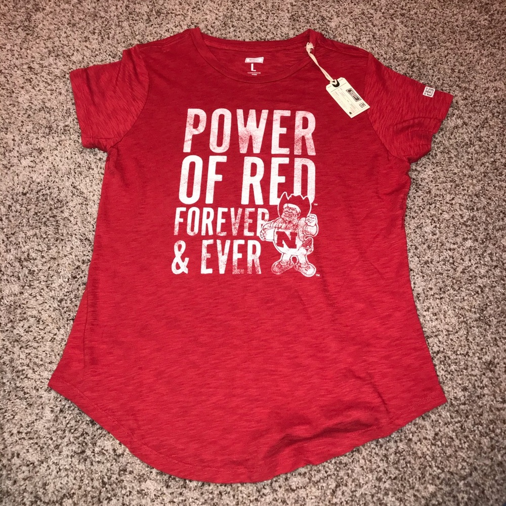 American Eagle AE Tailgate Nebraska Cornhusker Husker Red T Shirt Large L nwt